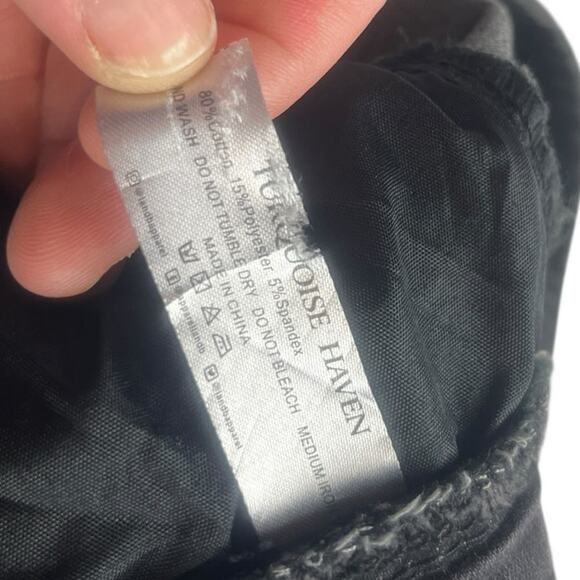 Turquoise Haven Faded Black Womens M Wide Leg Flare Stretch Wide Waistband Retro - Picture 3 of 8